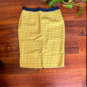 Boden 100% Wool Houndstooth Tweed Mustard Pencil Skirt - US Size 6